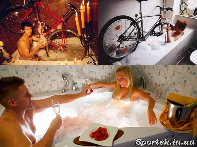 мытье велосипеда в ванной
