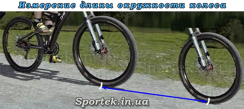 Измерение длины окружности колеса 