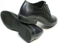 Броги туфли мужские синего цвета Ikos 3416-4 Dark Blue.