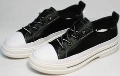 Красивые женские кеды туфли женские модные El Passo sy9002-2 Sport Black-White.