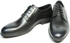 Мужские кожаные туфли для выпускного Ikos 3416-4 Dark Blue.