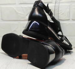Кожаные босоножки женские черные Evromoda 166606 Black Leather.