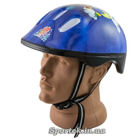 Детский велосипедный шлем (синий с самолетиком)