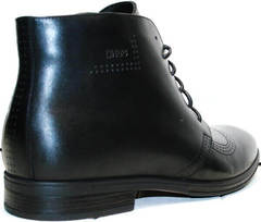Высокие кожаные ботинки мужские мужские зима Ikoc 3640-1 Black Leather.