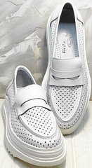 Стильные кроссовки лоферы белые женские Derem 372-17 All White.