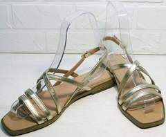 Модные сандалии из натуральной кожи женские Wollen M.20237D ZS Gold.