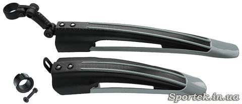 Комплект чорно-сірих пластикових крил на велосипед