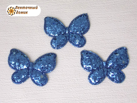 Мягкий декор Бабочки глиттерные синие