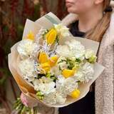 Photo of Warm bouquet with tulips and freesias «Cozy Spring»