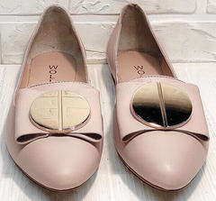 Стильные туфли балетки женские Wollen G192-878-322 Light Pink.