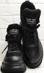 Кожаные кроссовки женские осенние ботинки Marani Magli 22-113-104 Black.