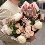 Photo of Pastel bouquet with luxurious peonies «Walk in Nice»