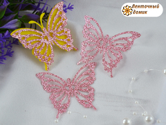 Патч-вырубка Ажурная бабочка накладка розовая