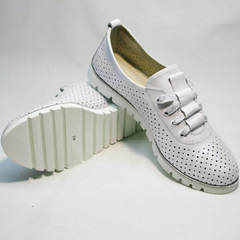 Туфли на шнурках женские летние Mi Lord 2007 White-Pearl.