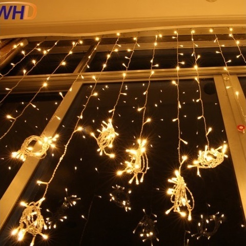 Гирлянда штора 3*3 м 480 LED густая занавеска теплый желтый цвет