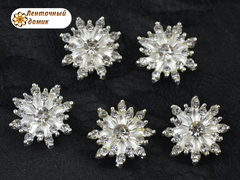 Стразовий декор Сніжинка з промінцями срібна