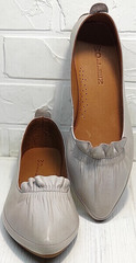 Кожаные балетки женские. Остроносые туфли на низком каблуке Wollen G036-1-1545-297 Vision.