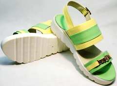 Цветные сандалии босоножки на белой подошве Crisma 784 Yellow Green.