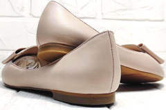 Классические туфли женские балетки бежевые Wollen G192-878-322 Light Pink.