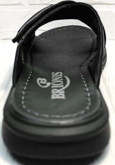 Модные шлепки босоножки с открытой пяткой мужские Brionis 155LB-7286 Leather Black.