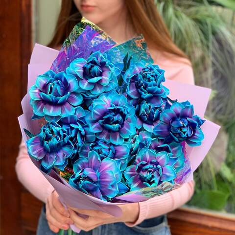 Bouquet «Blue-eyed Beauty», Flowers: Tulip pion-shaped