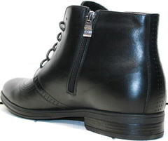 Теплые ботинки мужские на молнии Ikoc 3640-1 Black Leather.