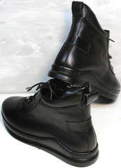 Кожаные женские ботинки сникерсы Evromoda 375-1019 SA Black