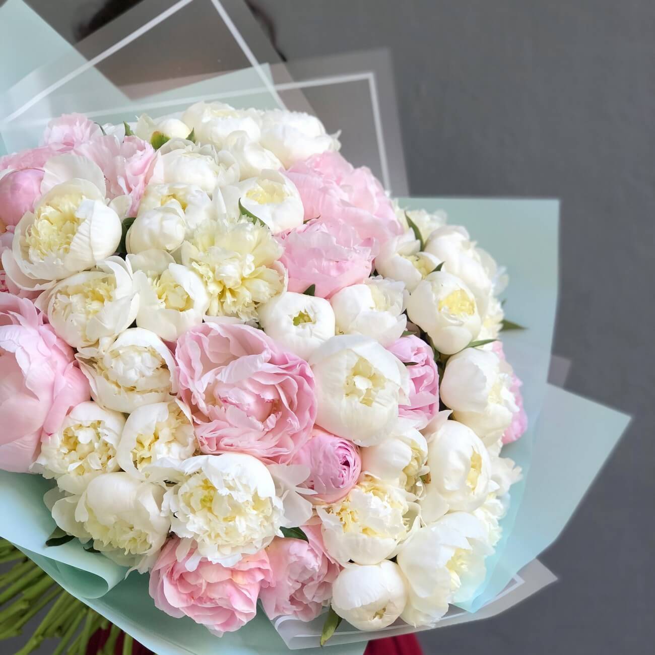 Mix of 15 pions delivery to Lviv - Kvitna - Paeonia White, Pink