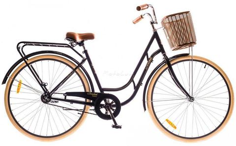 Универсальный городской велосипед Dorozhnik Retro с колесами 28 дюймов - черный