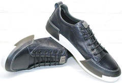 Мужские туфли кеды из натуральной кожи демисезонные Luciano Bellini C6401 TK Blue.