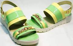 Модные сандали для девушек Crisma 784 Yellow Green.
