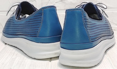 Кожаные женские кеды кроссовки модные летние кэжуал стайл Wollen P029-2096-24 Blue White.