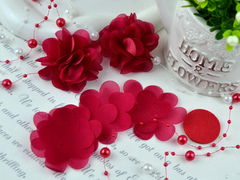 Заготовки для квітки з блискучої органзи вишневі