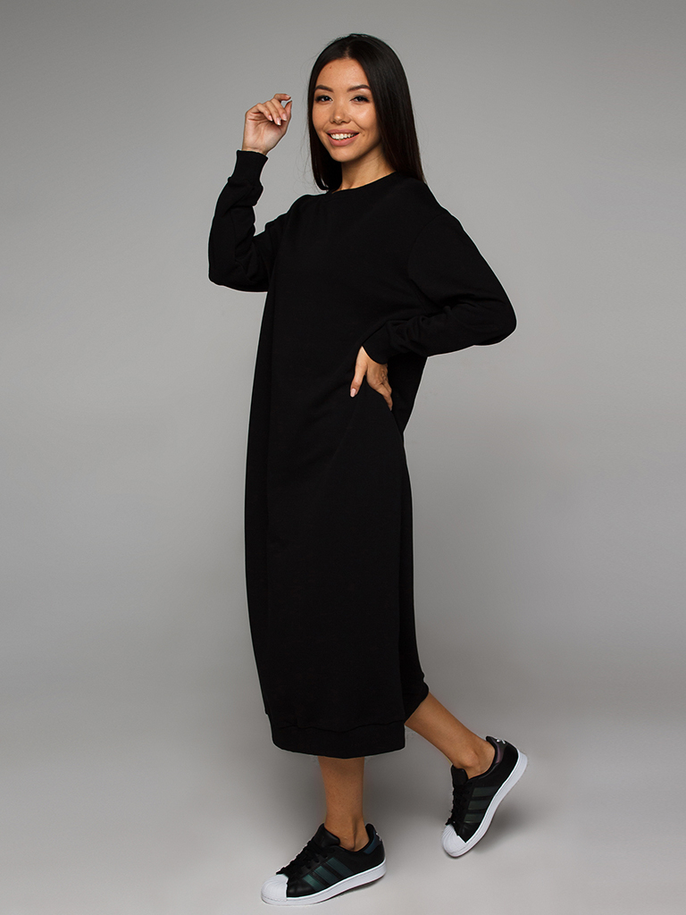 Платье-свитшот черное YOS от украинского бренда Your Own Style