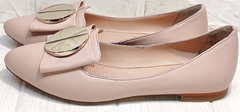 Модные женские туфли лодочки без каблука Wollen G192-878-322 Light Pink.