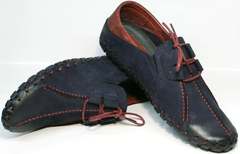 Кожаные летние туфли мокасины мужские на шнурках Luciano Bellini 23406-00 LNBN.
