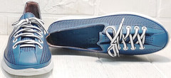 Уожаные сникерсы женские кроссовки лето кэжуал стайл Wollen P029-2096-24 Blue White.