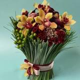 Photo of Velvet floral sheaf with cesium and cymbidium