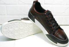 Кожаные кеды мужские. Удобные кроссовки на каждый день Luciano Bellini C6401 MC Bordo.