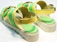 Кожаные сандали на плоской подошве Crisma 784 Yellow Green.