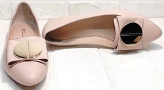 Женские туфли лодочки балетки натуральная кожа Wollen G192-878-322 Light Pink.