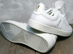 Белые кожаные женские кроссовки Stan Smith White-R A14w15wg