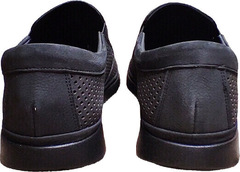 Кожаные туфли слипоны мужские лето Forex 2961 Black Nubuk.