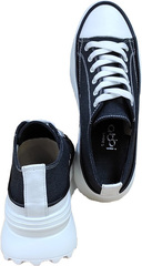 Чёрно белые кроссовки кеды женские джинсовые Abbi 006-29 BlackWhite.