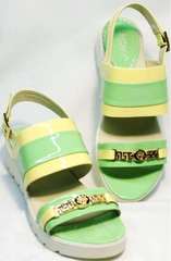Модные женские сандали натуральная кожа Crisma 784 Yellow Green.
