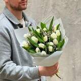Photo of Bouquet of 15 tulips and genista «Tulip greetings»