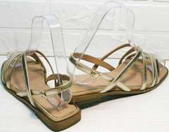 Женские кожаные сандалии без каблука Wollen M.20237D ZS Gold.