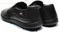 Летние туфли мужские кожаные мокасины стрит кэжуал Ridge Z-291-80 All Black.