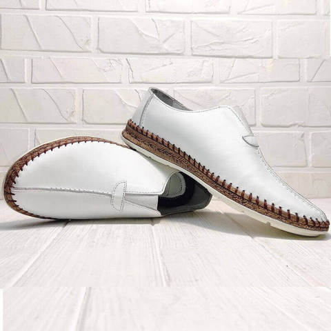 Мокасины слипоны мужские. Смарт кэжуал белые туфли эспадрильи Luciano Bellini - All White.