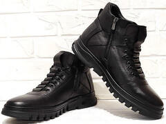 Зимние кроссовки мужские кожаные ботинки Komcero 1K0531-3506 Black.